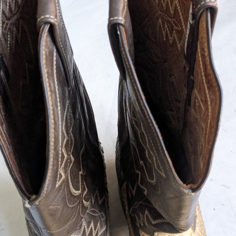 Renegade Cowboy Boots Python Leather Men 12 Brown… - image 6